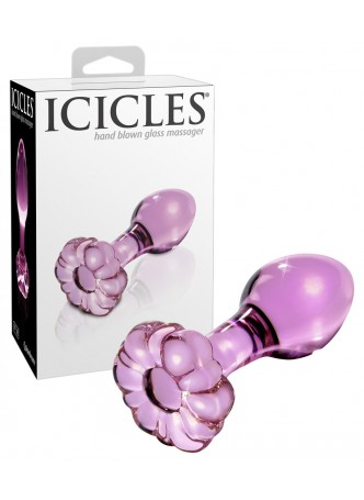 Icicles - virágos üveg anál kúp (pink)