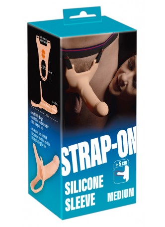 Strap-on - felcsatolható, üreges dildó (közepes) - natúr