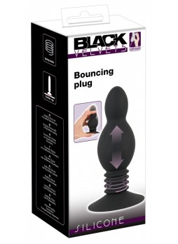 Black Velvet - tapadótalpas rugós anál dildó (fekete)