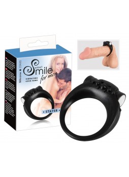 SMILE Stayer - vibrációs péniszgyűrű (fekete)