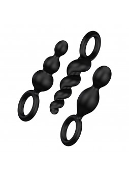 Satisfyer Plugs - anál dildó szett - fekete (3 részes)