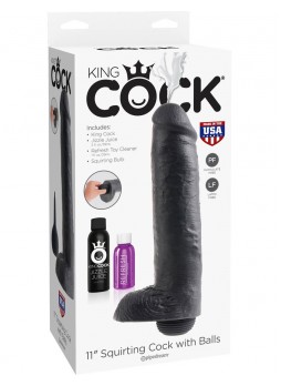 King Cock 11 - élethű spriccelő nagy dildó (30cm) - fekete