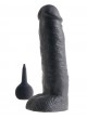 King Cock 11 - élethű spriccelő nagy dildó (30cm) - fekete