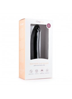 Easytoys - tapadótalpas 100% szilikon dildó (21cm) - fekete