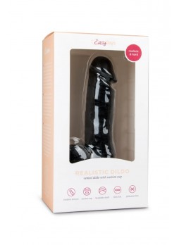Easytoys - tapadótalpas, herés dildó (17,5cm) - fekete