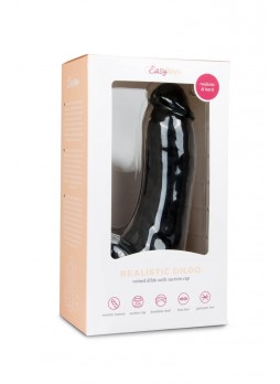 Easytoys - tapadótalpas, herés dildó (20cm) - fekete