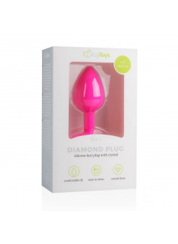 Easytoys Diamond - fehér köves anál dildó (kicsi) - pink