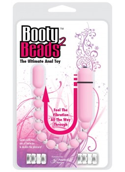 Booty Beads 2 - hajlítható, gyöngyös anál vibrátor (pink)