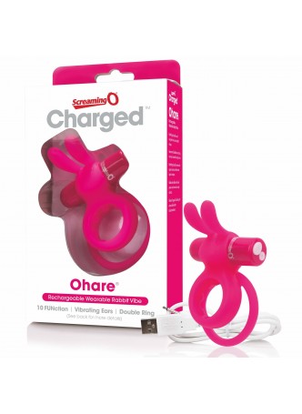 Screaming Charged Ohare - akkus, nyuszis péniszgyűrű (pink)