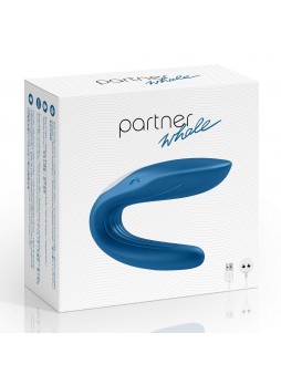 Satisfyer PARTNER Whale - két-motoros vízálló, akkus párvibrátor (kék)