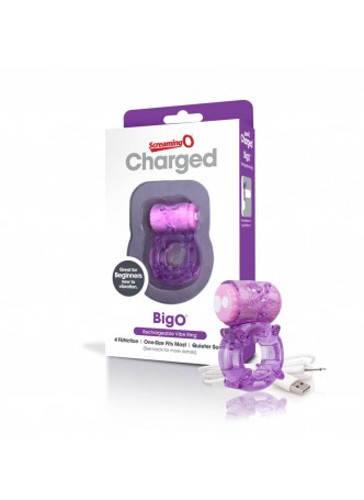 Screaming Charged BigO - akkus, csillagos péniszgyűrű (lila)